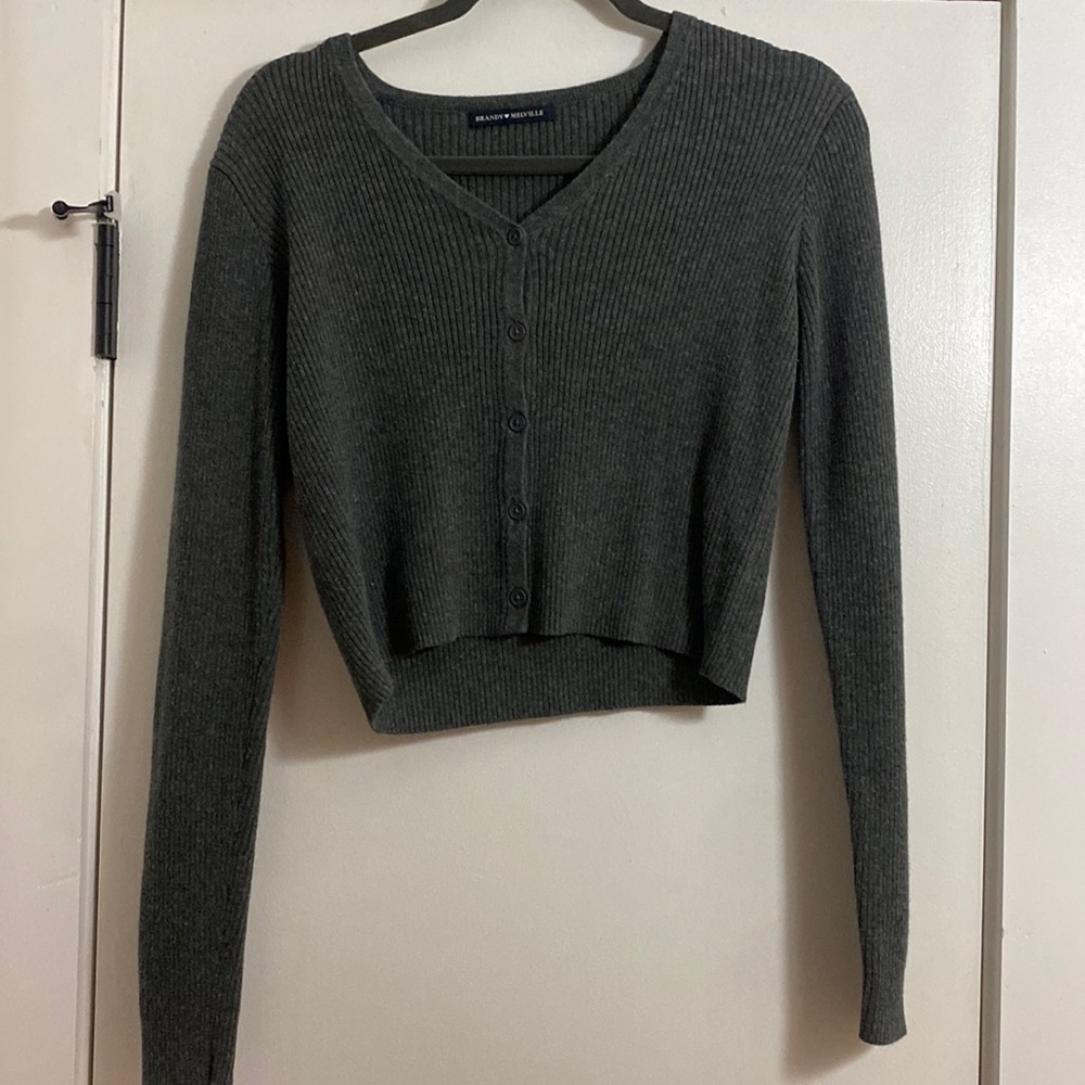 Gray cropped Brandy sweater